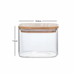 Goodhomes Transparent Glass Storage Jar with Wooden Lid - Set of 4 image 4