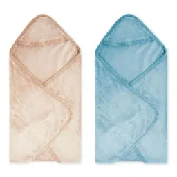 Haus & Kinder Multicolor Polyester 450 GSM Baby Hooded Blanket - Set of 2-picture-34