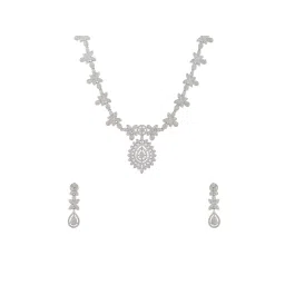 Voylla Sparkling Elegance Crystal Bloom Cz Jewellery Set image 3
