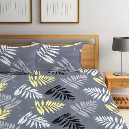 Klotthe Printed Blue 210 TC Cotton Blend King 2 Bed Sheets with 4 Pillow Covers image 3