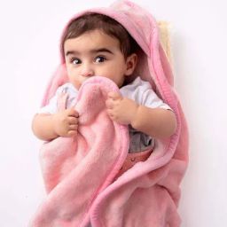 Haus & Kinder Pink Polyester 450 GSM Baby Hooded Blanket-picture-1