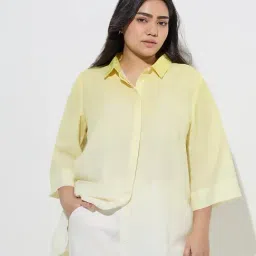 Gia by Westside Yellow Ombre-Finish Shirt-picture-28