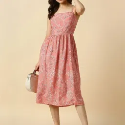 Allen Solly Peach Regular Fit Printed Dress image 4