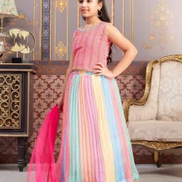 Aarika Girls Pink Embroidered Lehenga Choli Set image 4