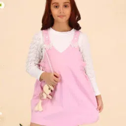 Cutecumber Girls Pink Embellished Full Sleeves Party Dresses-image-29