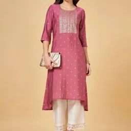 Rangmanch by Pantaloons Pink Printed A Line Kurta image 4