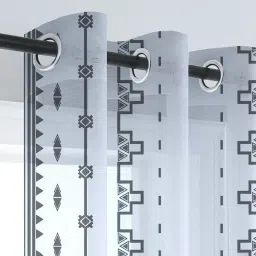 Stitchnest Grey Sheer Semi Transparent & Light Filtering Door Curtain - 7 ft image 4