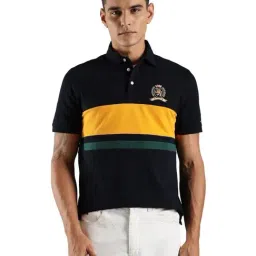 Tommy Hilfiger Navy Cotton Regular Fit Striped Polo T-Shirt-picture-18