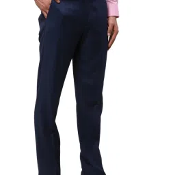 Park Avenue Blue Luxus Fit Texture Trousers image 4