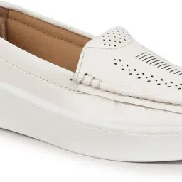 Fausto Women's White Casual Loafers image 4