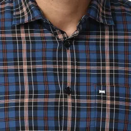 Basics Blue Slim Fit Checks Shirt image 4