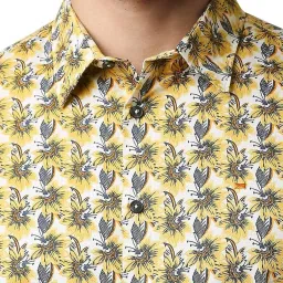 Basics Yellow Slim Fit Printed Shirt image 4