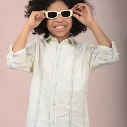 Crimsoune Club Boys Yellow Cotton Striped Shirt-image-56