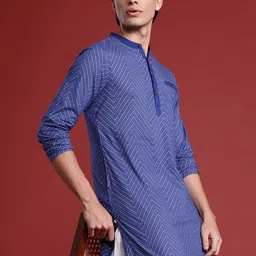 Anouk Chevron Printed Indigo Kurta-picture-22