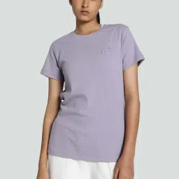 Puma Purple Striped Sports T-Shirt-image-81