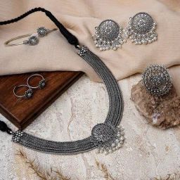 Teejh Saanchal Silver Oxidised Jewellery Set-picture-49