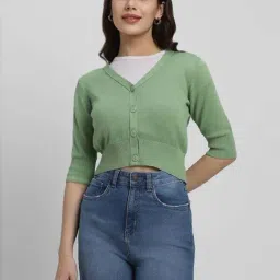 Forever 21 Green Cotton Cardigan-picture-33