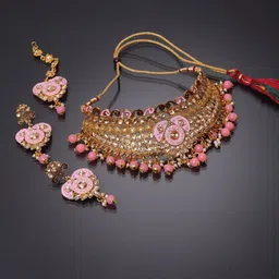 ANIKAS CREATION Gold-Plated Stone-Studded& Beaded Jewellery Set image 1