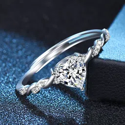 Jewels Galaxy Silver-Plated American Diamond-Studded Adjustable Finger Ring image 3