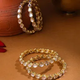 NVR Gold-Plated Kundan Studded Traditional Bangles for Women - Set of 4-image-66
