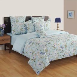 Swayam Blue Cotton Floral King Bed Sheets 2 Pillow Covers-picture-28
