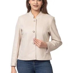 DressBerry Women Cream Solid Pea Blazers-picture-37