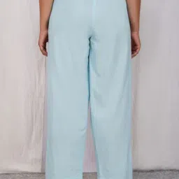 Zuri Sky Blue Mid Rise Comfort Fit Flat Front Trouser image 2