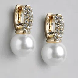 Forever New Gold Plated Charlotte Crystal Pearl Huggie Hoop Earrings-picture-29