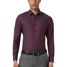 Van Heusen Purple Cotton Regular Fit Texture Shirt-image-78