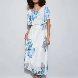 Code By Lifestyle Off White Regular Fit Floral Print Dress-picture-29