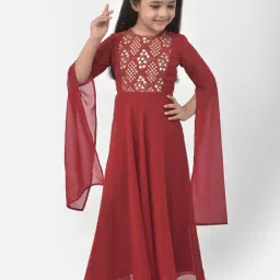 Eavan Kids Maroon Embroidered Dress image 5
