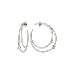 Voylla Sparkling Elegance Aurea Halo Silver American Diamond Hoop Earrings image 3