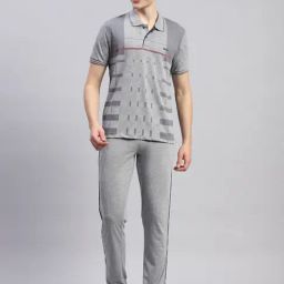 Monte Carlo Grey Regular Fit Striped Co-Ord Set-picture-21