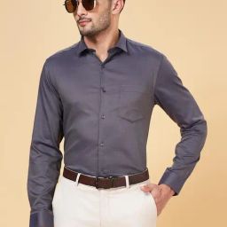 Peregrine by Pantaloons Purple Brown Cotton Slim Fit Self Pattern Shirt-picture-13