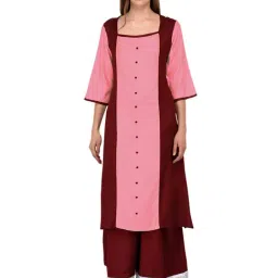 PATRORNA Pink & Maroon Regular Fit Kurta-picture-19