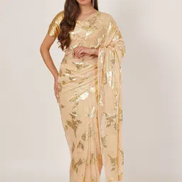 MISS HAUTE Women Ethnic Motifs Embellished Pure Georgette Saree-image-70