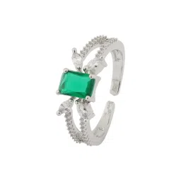 Voylla Sparkling Elegance Emerald Radiance Statement Green Adjustable Ring image 3