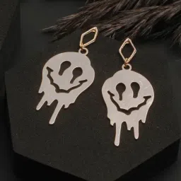Priyaasi Rose Gold-Plated Funky Happy Ghost Dangler Earrings for Women-image-0