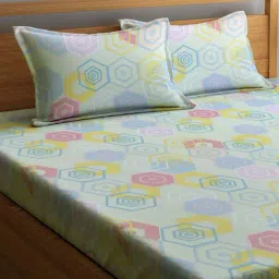 Klotthe Multicolor Cotton Blend 300 TC Double Bedsheet With 2 Pillow Covers image 3