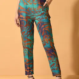 HERE&NOW Women Printed Comfort Slim Fit Wrinkle Free Trousers-picture-19