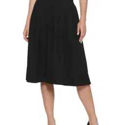 Solly by Allen Solly Black Below Knee Skirt-image-87