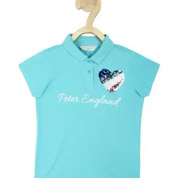Peter England Kids Mint Green Embellished Polo T-Shirt-image-52