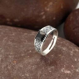 GIVA 92.5 Sterling Silver Black Stone Ring for Men-picture-10