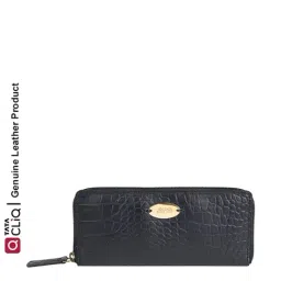 Hidesign Claea W2 RF Black Textured Rfid Zip Around Wallet for Women-image-23