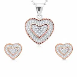 Anayra 92.5 Sterling Silver Heart Shape Pendant Earring Set-picture-26