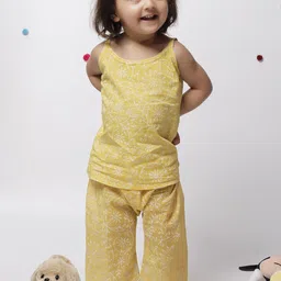 TJORI Girls Floral Printed Pure Cotton Top With Trousers Set-picture-12