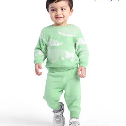 Babyoye 100% Cotton with Eco Jiva Finish Full Sleeves Camo Design Sweater Set - Green-picture-26