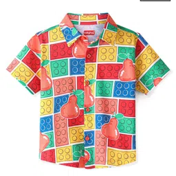 Babyhug 100% Cotton Knit Half Sleeves Shirt Guava Print - Multicolour-picture-22