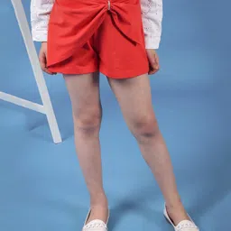 One Friday Bow Detailed Shorts - Red-picture-18
