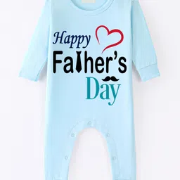 BLUSHES 100% Cotton Fathers Day Theme Full Sleeves Text Printed Romper - Powder Blue-image-66